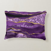 Paarse gouden glitter aangepaste Jouw naam accent Kussen (Achterkant)