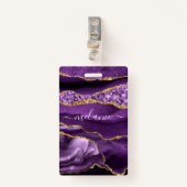 Paarse gouden glitter aangepaste naam badge (Voorkant met clip)