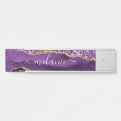 Paarse Gouden Glitter Aangepaste Naam Deurteken Deurbordje (Voorkant)