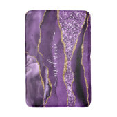 Paarse gouden glitter badmat met aangepaste naam (Voorkant Verticaal)