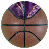 Paarse Gouden Glitter Basketbal met Aangepaste Naa (Rechts)