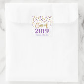 Paarse Gouden Glitter Confetti Afstuderen 2019 Vierkante Sticker (Tas)