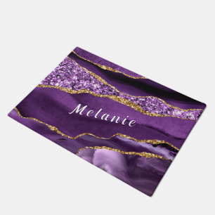 Paarse Gouden Glitter Custom Naam Doormat Deurmat