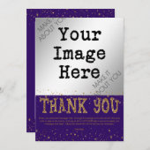 Paarse & Gouden Glitter DANK U--handwrite op de ac Bedankkaart (Voorkant / Achterkant)