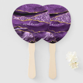 Paarse Gouden Glitter Handventilator met Aangepast Handwaaier