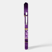 Paarse Gouden Glitter iPhone Case met Aangepaste N (Achterkant / Links)