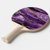 Paarse Gouden Glitter Jouw naam Ping Pong Paddle Tafeltennisbatje (Voorkant Gekanteld)