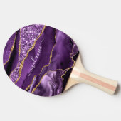 Paarse Gouden Glitter Jouw naam Ping Pong Paddle Tafeltennisbatje (Zijkant)