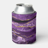 Paarse Gouden Glitter Koelbox met Aangepaste Naam Blikjeskoeler (Blikje Voorkant)