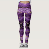 Paarse gouden glitter Leggings (Voorkant)
