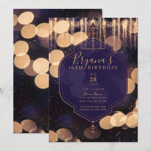 Paarse Gouden Glitter Lichten Mystieke Nacht Sweet Kaart