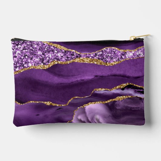 Paarse gouden glitter marmer aangepaste Jouw namen Etui (Achterkant)