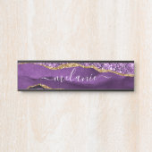 Paarse gouden glitter marmeren aangepaste naam deu deurbordje (Voorkant)