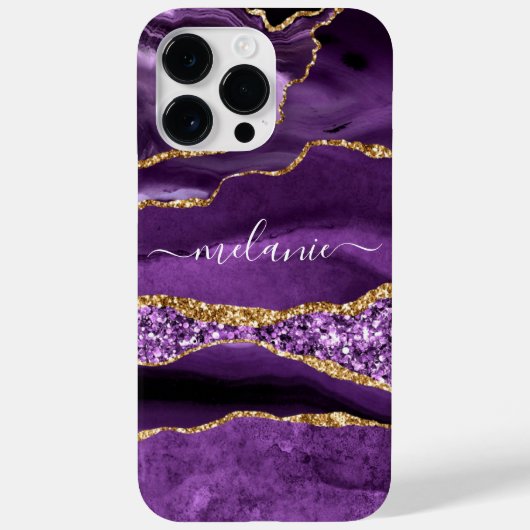 Paarse gouden glitter marmeren aangepaste naam iPh Case-Mate iPhone Case (Achterkant)