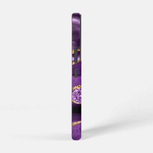 Paarse gouden glitter marmeren Jouw naam gepersona Samsung Galaxy Hoesje (Rechterkant)