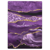 Paarse Gouden Glitter Marmeren Klembord Aangepaste (Achterkant)