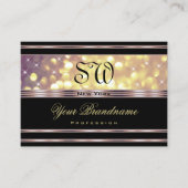 Paarse Gouden Glitter Monogram Zwart Lila Rand Visitekaartje (Voorkant)