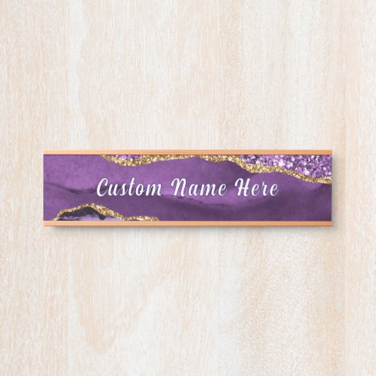Paarse Gouden Glitter Persoonlijke Naam Deur Bord Deurbordje (Voorkant)