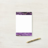 Paarse Gouden Glitter Post-it® notes en aangepaste (Op bureau)