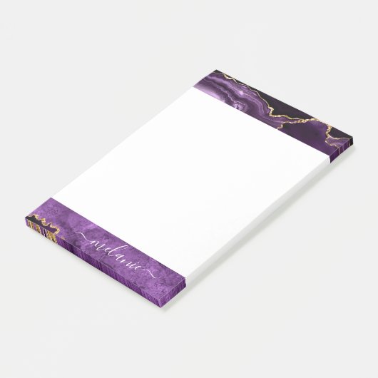 Paarse Gouden Glitter Post-it® notes en aangepaste (Schuin)