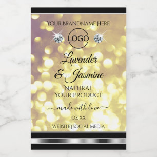Paarse Gouden Glitter Productlabels Diamanten Logo Voedselcontainer Etiket
