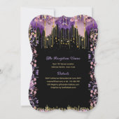 Paarse Gouden Glitter Quinceanera Jurk Bloemrozen Kaart (Achterkant)