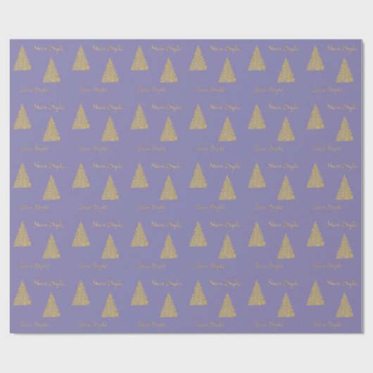 Paarse Gouden Glitter Shine Kerstbomen Cadeaupapier (Vlak)