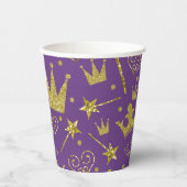 Paarse & Gouden Glitter Sparkle Princess Verjaarda Papieren Bekers (Voorkant)