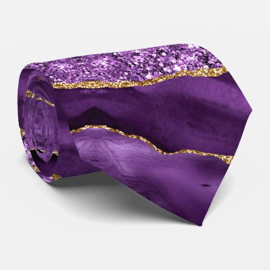 Paarse Gouden Glitter Sparkly Stropdas (Opgerold)