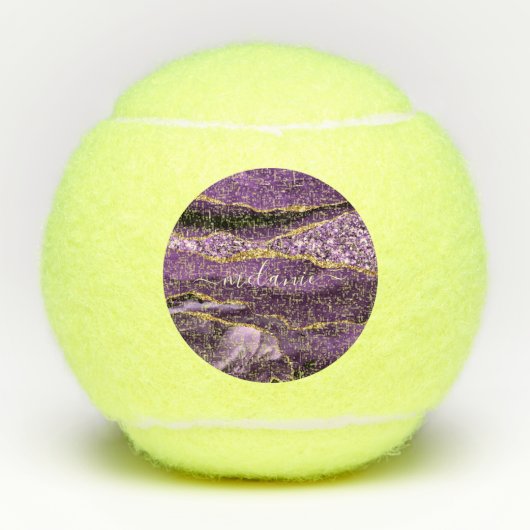 Paarse Gouden Glitter Tennisballen met aangepaste (Voorkant)