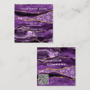Paarse Gouden Glitter Visitekaartje met QR-code