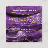 Paarse Gouden Glitter Visitekaartje met QR-code (Voorkant)