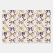 Paarse Gouden Glitter Vlinders Bogen Verjaardag Inpakpapier Vel (Voorkant 3)