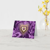 Paarse gouden hart Kaart (Gele Bloem)