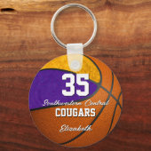 paarse gouden honkbalteamkleuren sleutelhanger (Voorkant)