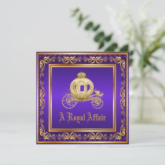 Paarse Gouden Koninklijke Verjaardagsfeest Bedrijf Kaart (Staand voorkant)