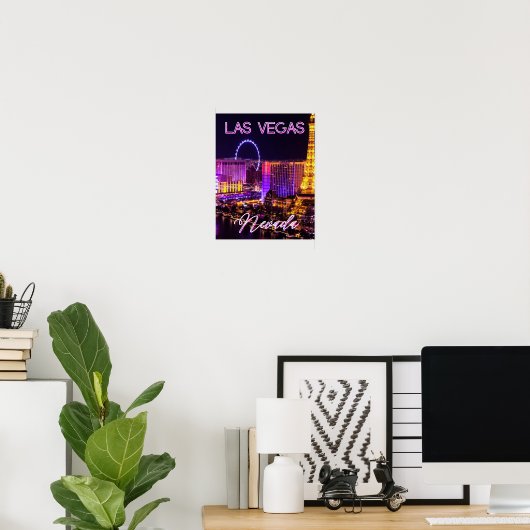 Paarse & gouden Las Vegas Vibes Nevada Skyline Poster (Thuiskantoor)
