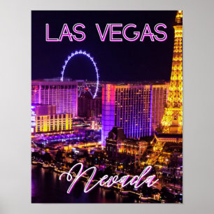 Paarse & gouden Las Vegas Vibes Nevada Skyline Poster