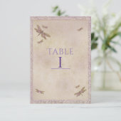 Paarse & gouden libellen Dragonfly Tafelnummer (Staand voorkant)