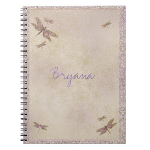 Paarse & Gouden Libellen Libel Journal Aangepast Notitieboek