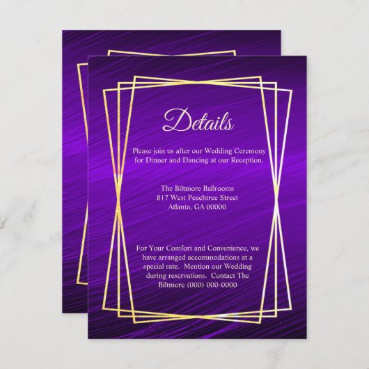 Paarse gouden Lijst Informatiekaartje (Voorkant / Achterkant)