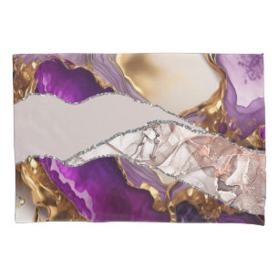 Paarse gouden luxe elegante design vloeibare textu kussensloop