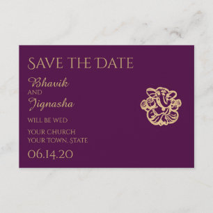 Paarse Gouden Mandala Indiase bruiloft Save the Da Date