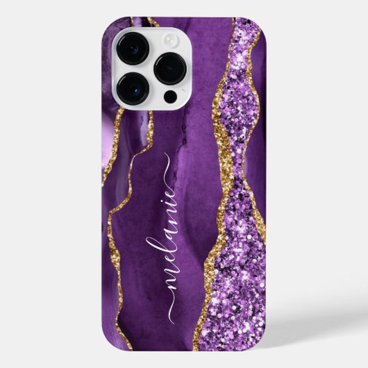 Paarse Gouden Marmeren Aangepaste Jouw naam iPhone iPhone Hoesje (Achterkant)