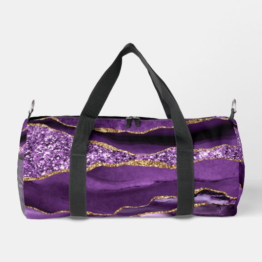 Paarse Gouden Marmeren Aangepaste Jouw naam Plunjezak (Achterkant)