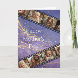 Paarse & Gouden Marmeren Film Strip Moederdag Kaar