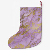 Paarse & Gouden Marmeren Glitter en Sparkle Monogr Kleine Kerstsok (Achterkant)