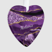 Paarse gouden marmeren kerstversiering aangepaste  ornament (voorkant)