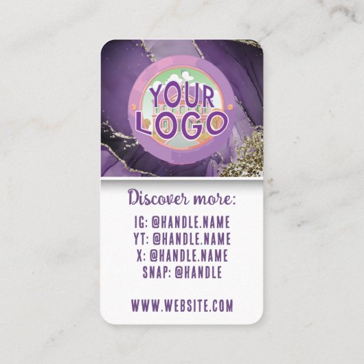 Paarse gouden marmeren medische spa huidverzorging klantenkaartje (Achterkant)