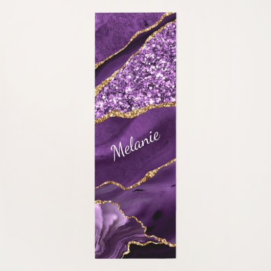 Paarse gouden marmeren yogamat met aangepaste naam (Achterkant)